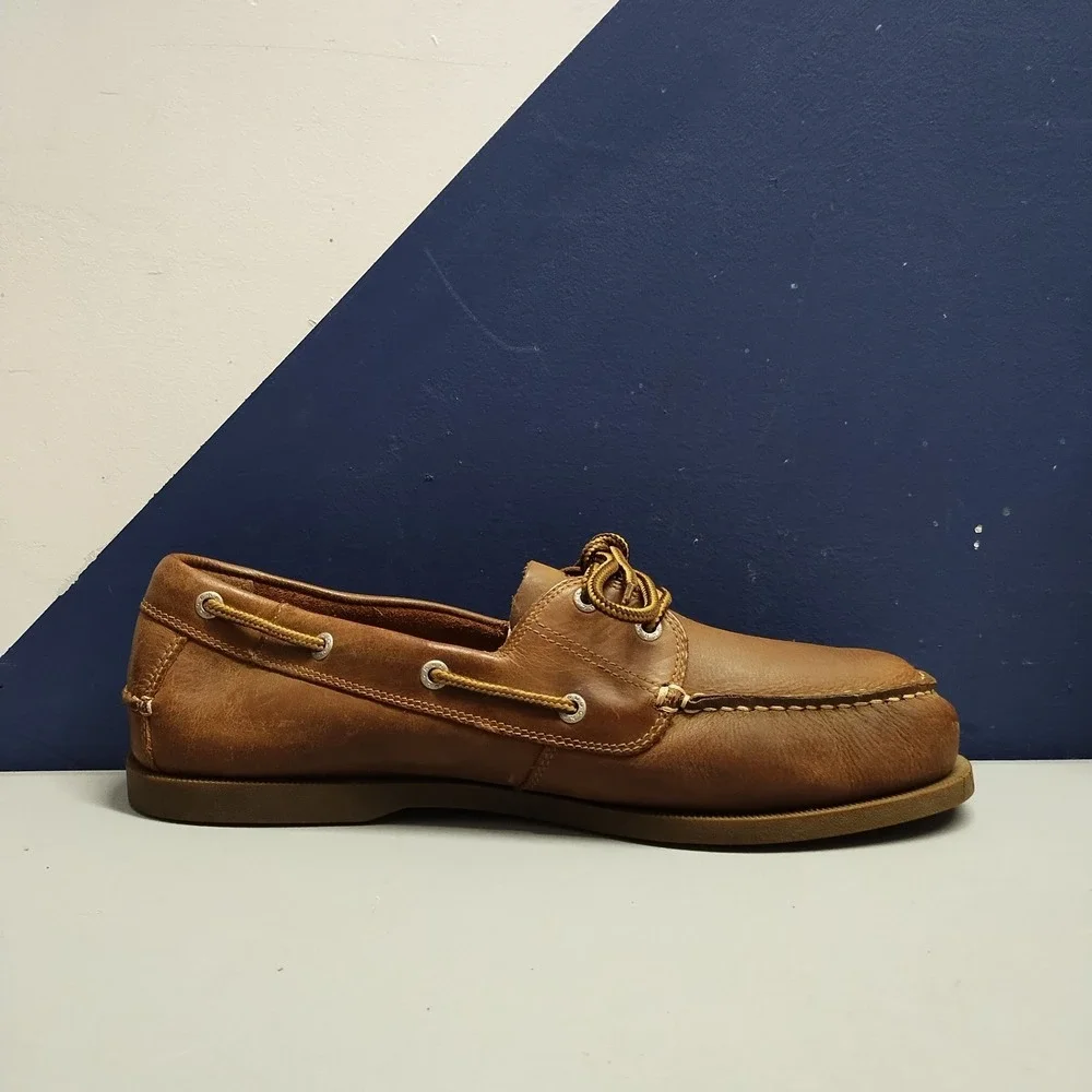 Dockers Castaway‎ Boat Shoes Mens US 13W Brown Leather Classic Comfort Lace-Up